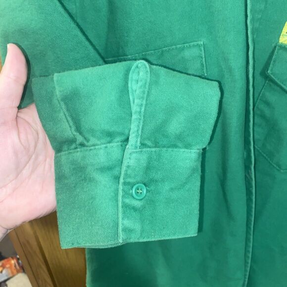 Vintage Frostproof Paymaster Seeds Medium Green Button Up Long Sleeve Shirt - Picture 10 of 10